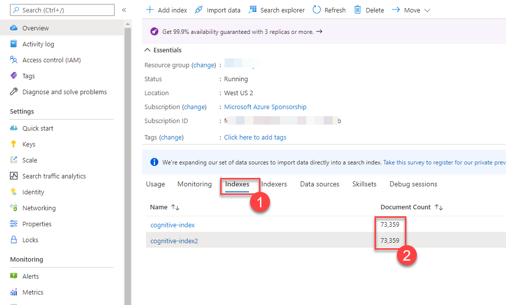 Azure Document Count